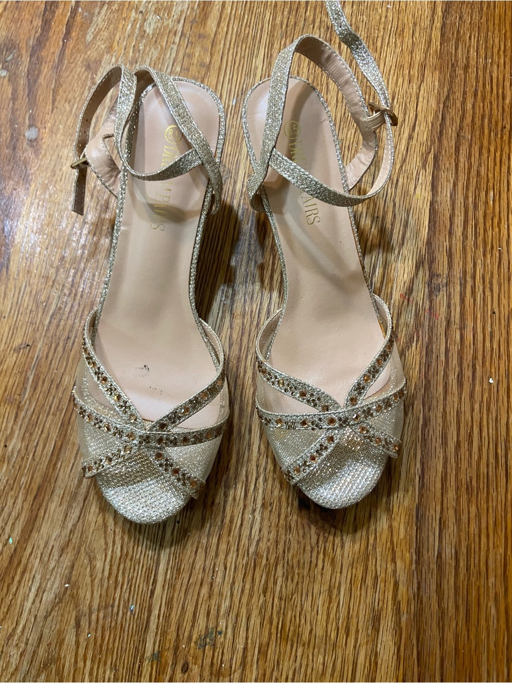 Dream Pairs Gold Glitter Ankle-Strap Heels